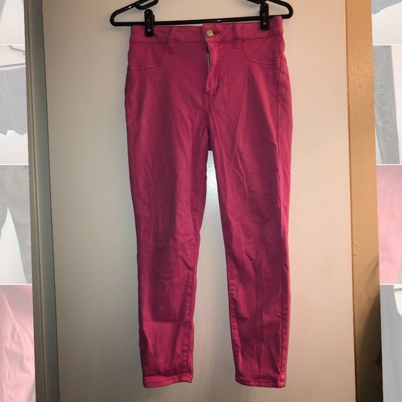 American Eagle Bright pink stretch jegging - Picture 1 of 3